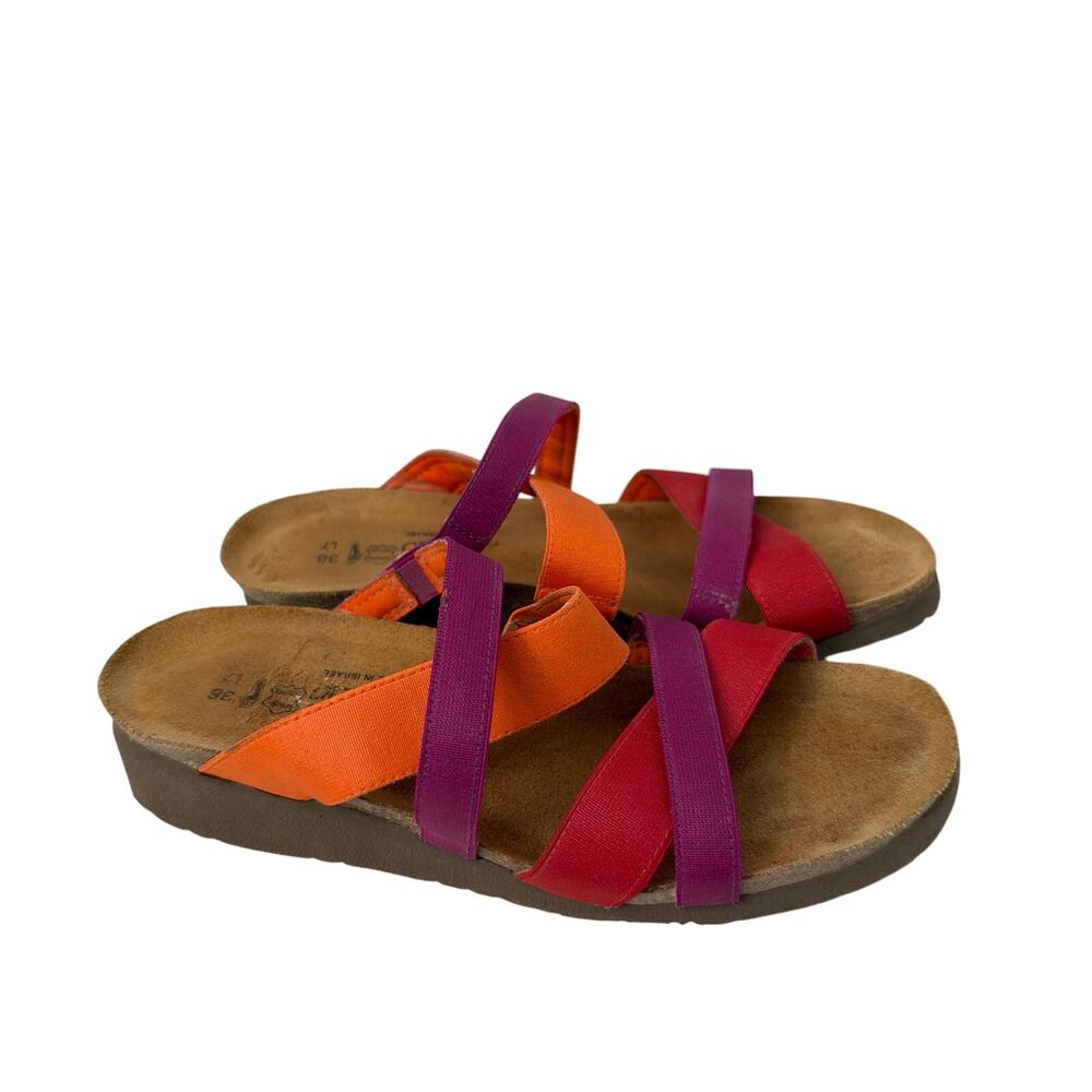 Naot Roxanna Stretch Sandals Women’s Size 7 Red Orange Purple Straps Comfort